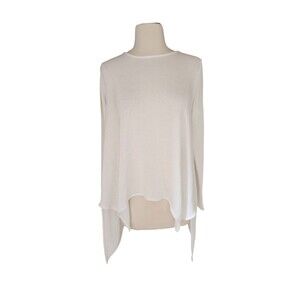 Viktoria & Woods White Asymmetrical Lagenlook Boho Knit Boatneck Sweater Size 2